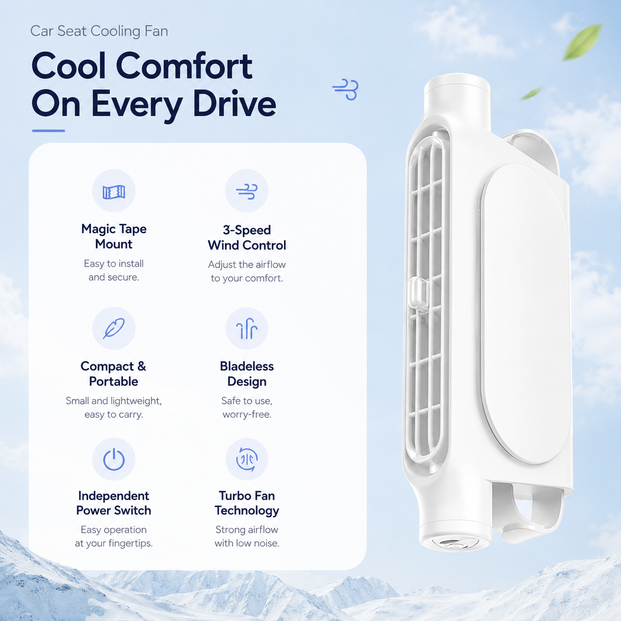 BreezeDrive - Car Seat Cooling Fan